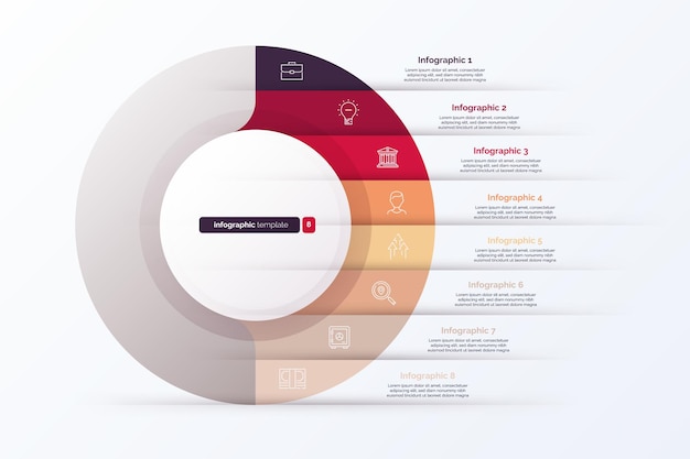 Vector acht opties cyclus infographic grafiek vector illustratie