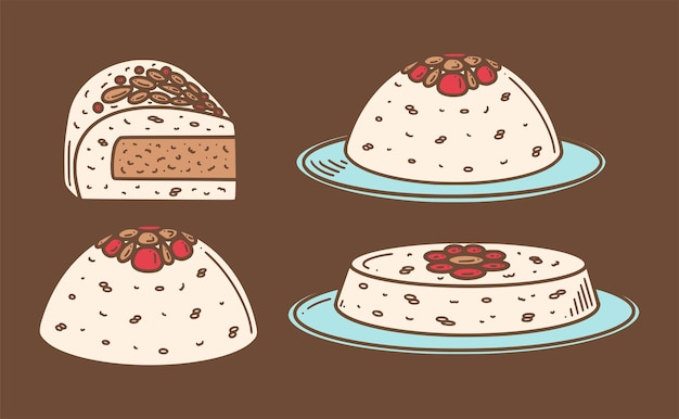 Vector acht schat rijst chinese rijstpudding vector illustratie chinees nieuwjaar dessert ba bao fan