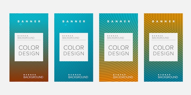 Achtergrond banner geometrische lijn kleurovergang kleur ontwerp vector verticale banner set