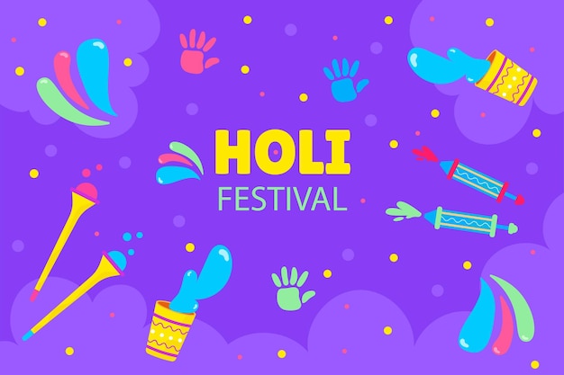 Achtergrond Holi festival met felle kleuren Vector