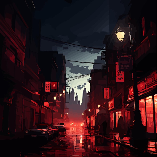achtergrond illustratie's nachts in de stad rood licht