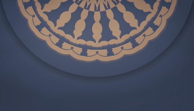 Achtergrond in blauw met abstract bruin patroon en ruimte voor uw logo