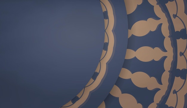Achtergrond in blauw met indisch bruin patroon en ruimte voor uw logo