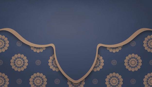 Achtergrond in blauw met vintage bruin ornament voor ontwerp onder logo of tekst