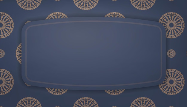 Achtergrond in blauw met vintage bruin patroon en ruimte voor logo of tekst