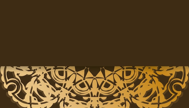 Achtergrond in bruine kleur met abstract gouden ornament voor ontwerp onder logo of tekst