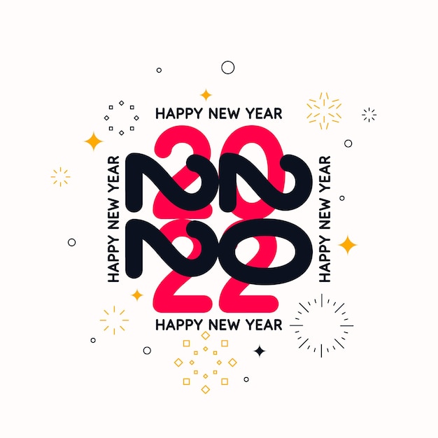 Achtergrond met de inscriptie happy new year 2022. vectorillustratie in vlakke vlakke stijl.