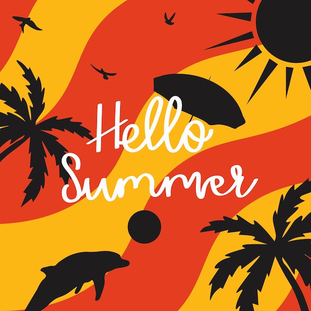 Achtergrond met de inscriptie Hello Summer Vector illustration