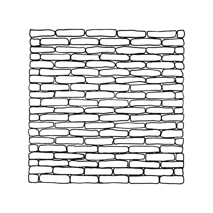 Vector achtergrond met een textuur oude wit geschilderde bakstenen muur grafisch interieur in loft stijl zwarte contour lineair silhouet vector grafische omtrek illustratie