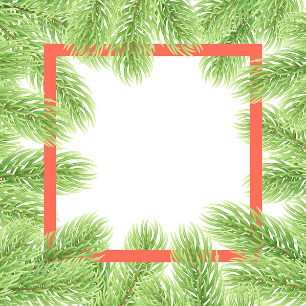 Achtergrond met groene naaldhouttakken van een kerstboom en dennen. rand van groene kerstboomtakken. vectorillustratie