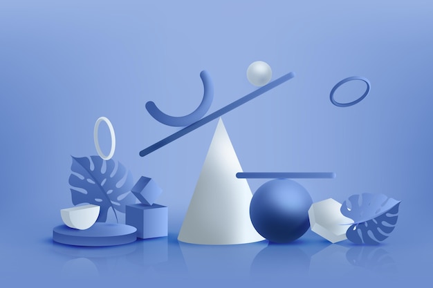 Achtergrond met kleurovergang blauw 3D geometrische vormen