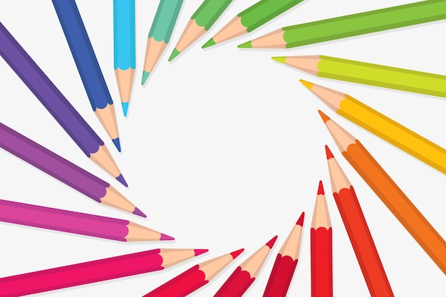 Achtergrond met kleurpotloden kleurpotloden die een cirkel vormen vectorillustratie