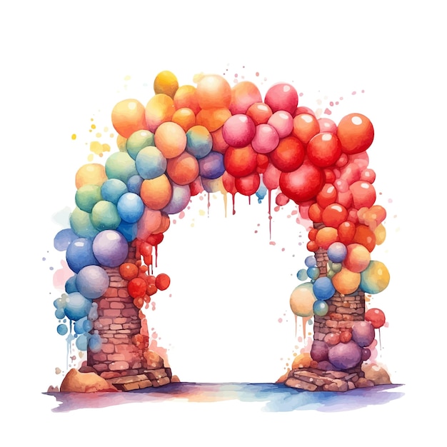 achtergrond met kleurrijke aquarelballonnen