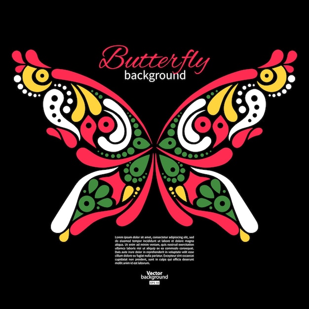 Achtergrond met prachtige vlinder. tatoeage illustratie