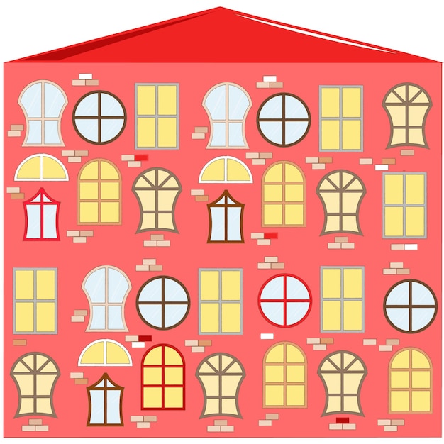 Vector achtergrond met rood huis met windows