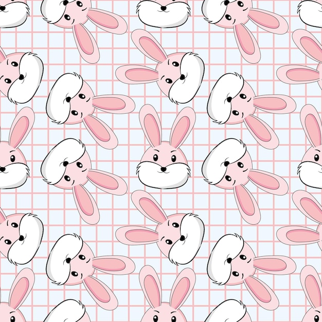 Vector achtergrond schattig konijntje roze 2d-aanwinst voor gebruikersinterface cartoon kleurrijke fantasy naadloze patroon