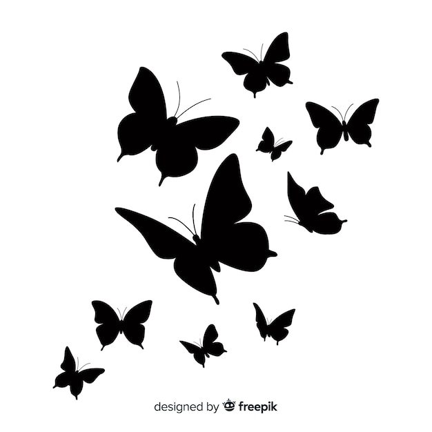 achtergrond silhouet van vlinderswarm