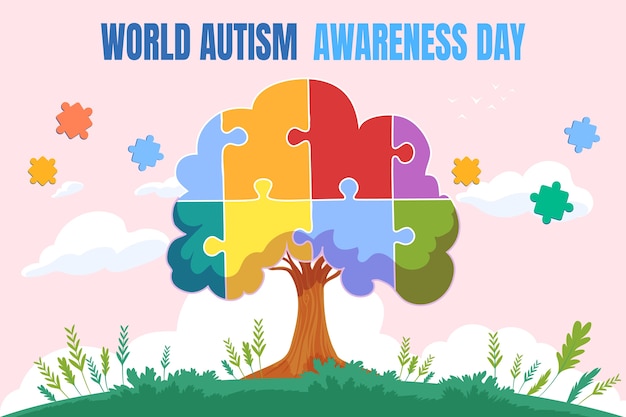 Vector achtergrond van de flat world autism awareness day