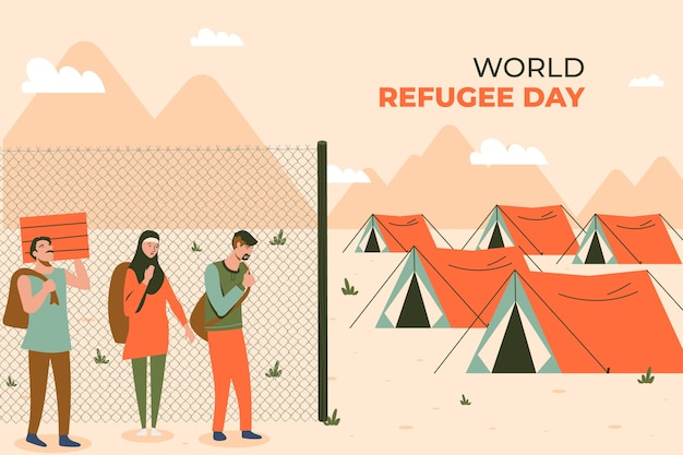 Vector achtergrond van de flat world refugee day