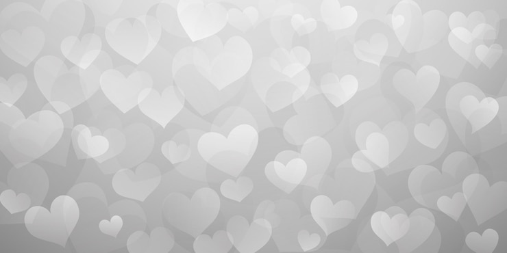 Vector achtergrond van doorschijnende harten in grijze kleuren. valentijnsdag illustratie