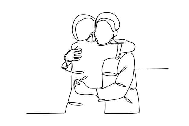 Achtergrond van een vrouw die haar vriend knuffelt Nationale knuffeldag online tekening