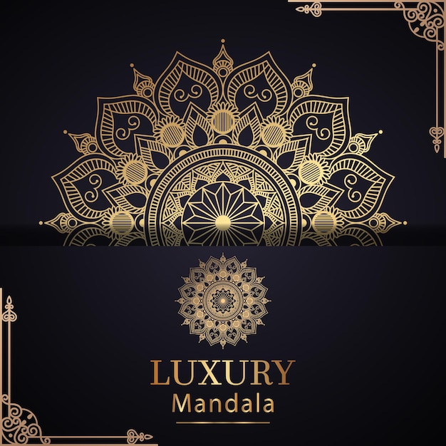 Achtergrond van het luxe mandalaontwerp in gouden kleurenvector