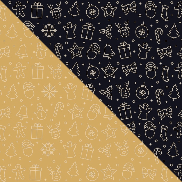 Achtergrond van het patroonelementen van het Kerstmis de gouden pictogram
