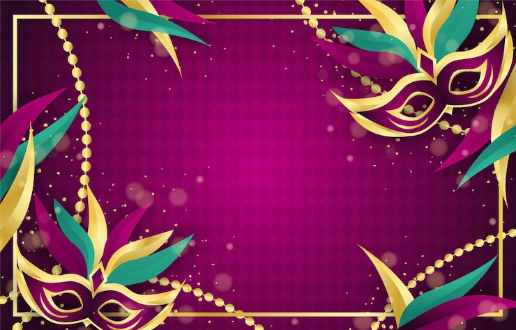 Vector achtergrond van het purple mardi grass carnival mask