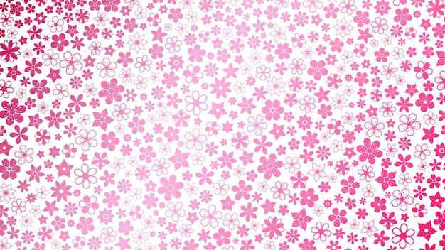 Vector achtergrond van verschillende kleine bloemen in roze kleuren