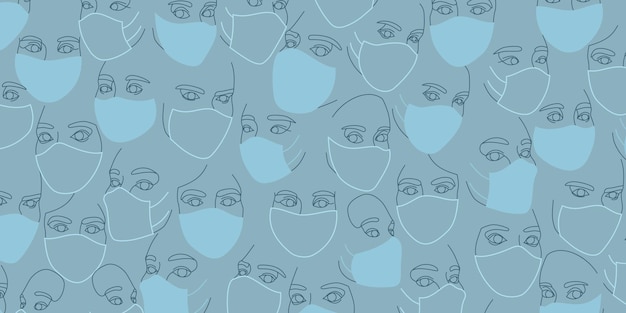 Achtergrond van vrouwelijke gezichten met medische maskers