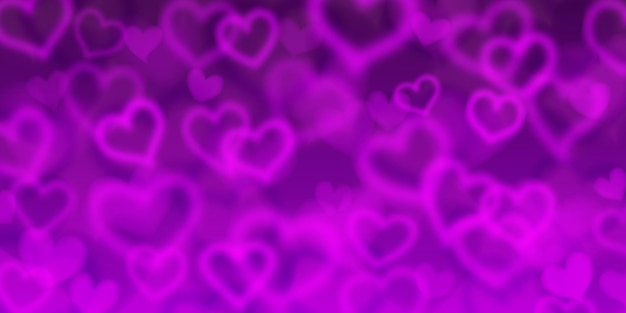 Achtergrond van wazige harten in paarse kleuren Valentijnsdag illustratie