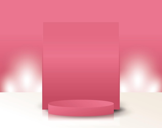achtergrond vector 3d roze vector met podium minimale scène Premium vector