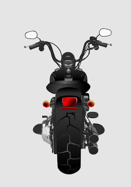 Achtergrondbeeld van een krachtige zwarte motorfiets met rood achterlicht en richtingaanwijzers