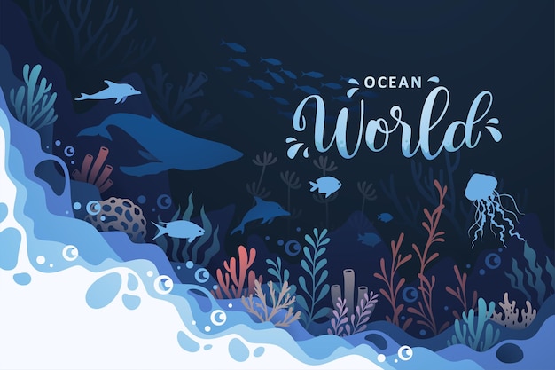 Achtergrondkunstconcept oceanen onderwaterwereldillustratie