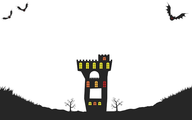 Achtergrondmateriaal silhouet van oud kasteel voor halloweenxAVector illustratie