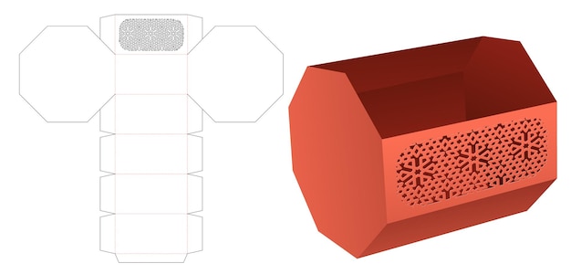 Achthoekige schaal met gesjabloneerd gestanst sjabloon en 3D-mockup