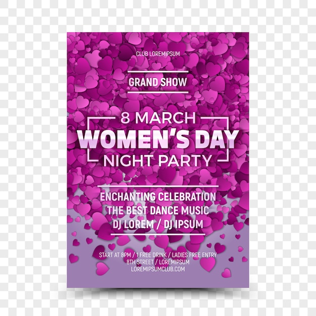 Vector achtste maart women's day night party flyer