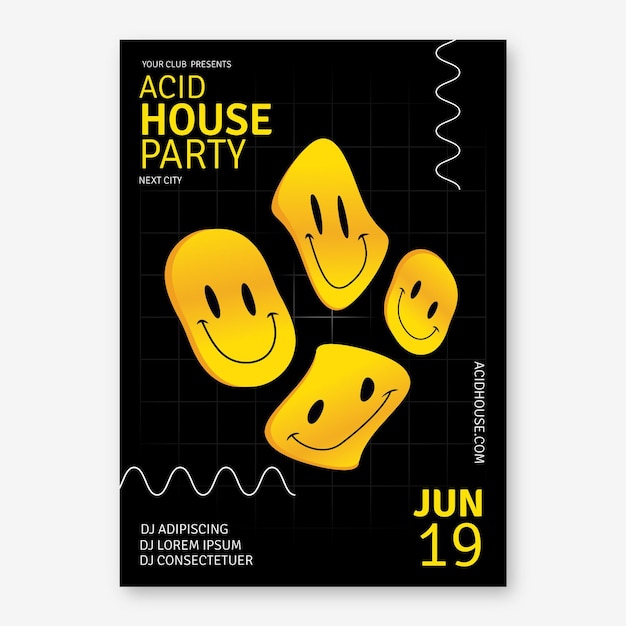 Acid emoji poster template