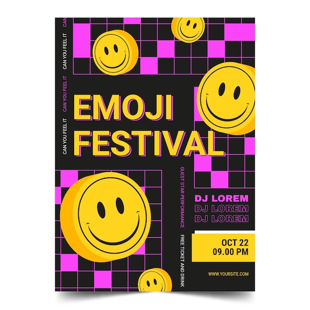 Acid emoji poster template