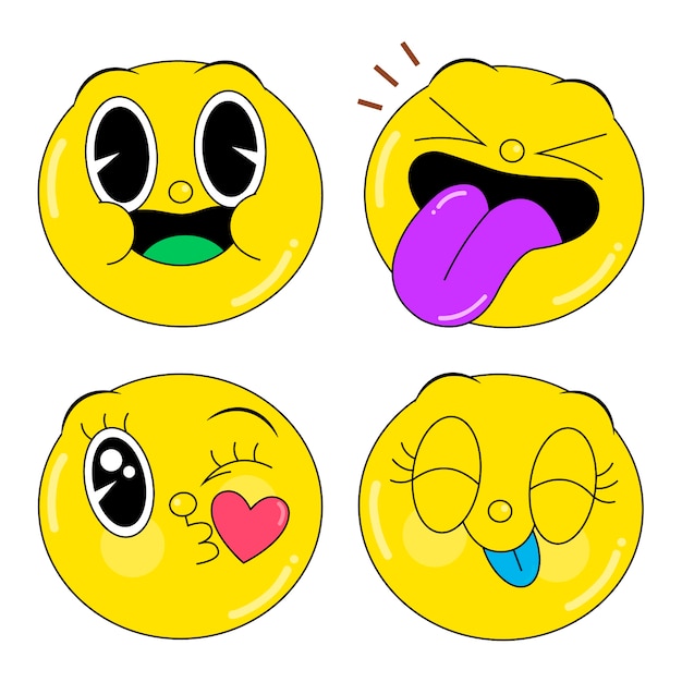 Set di adesivi emoji acidi