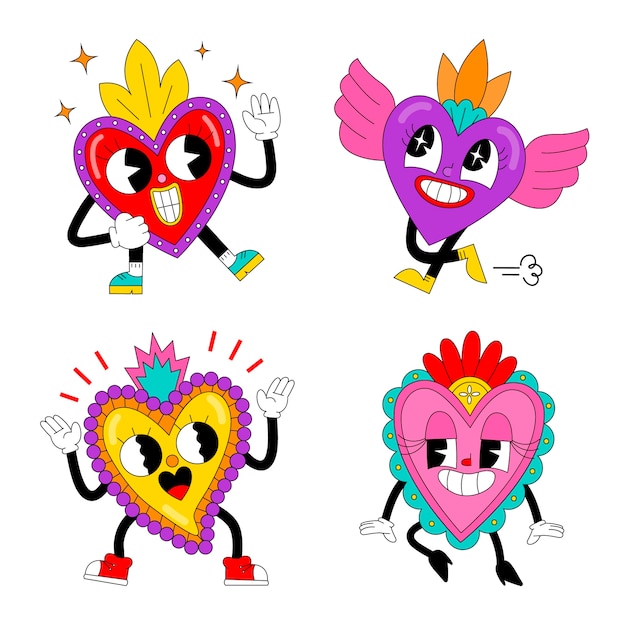 Acid mexican hearts stickers