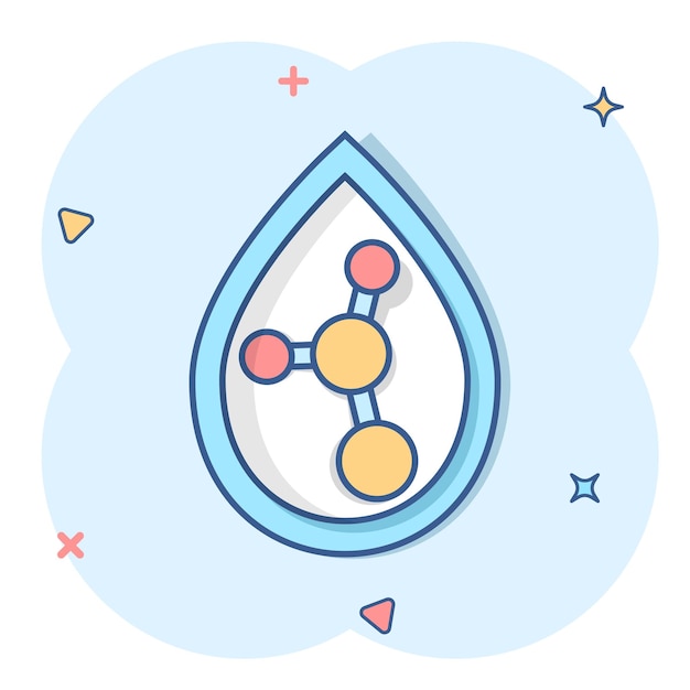 벡터 격리 된 흰색 배경에 만화 스타일 dna 만화 벡터 일러스트 레이 션 아미노 모델 스플래시 효과 비즈니스 개념에서 산 분자 아이콘