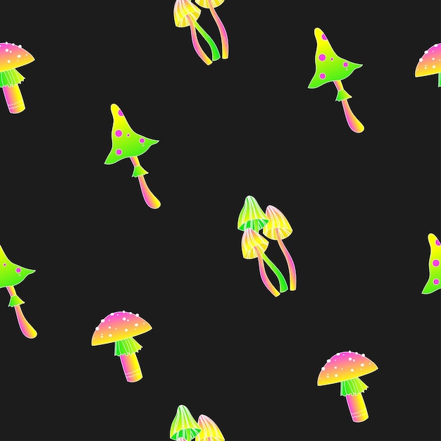 Vector acid mushrooms pattern