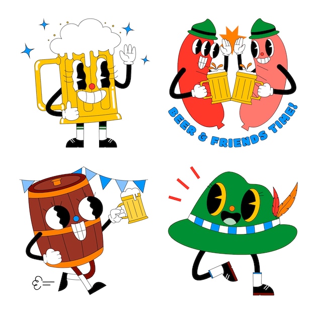 Vector acid oktoberfest stickers collection