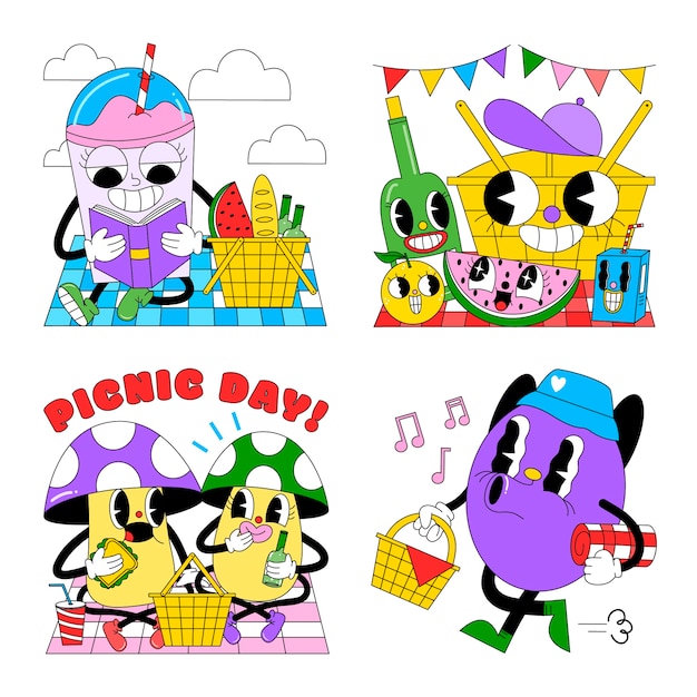 Vector acid picnic stickers