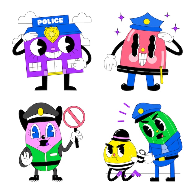 Acid police stickers collection