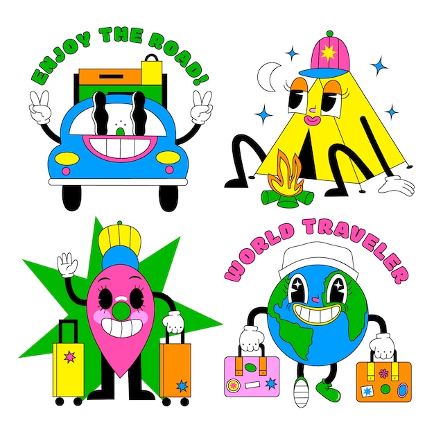 Acid travel stickers set