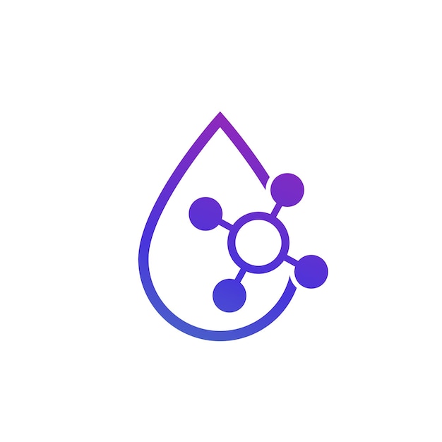 Acid vector icon with drop and molecule