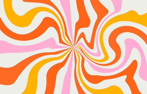 Кислотная волна радужной линии фона в 1970-х 1960-х годах карнавальные обои в стиле хиппи узоры ретро-винтаж 70-х 60-х годов канавка психоделический плакат фон коллекция векторный дизайн иллюстрация