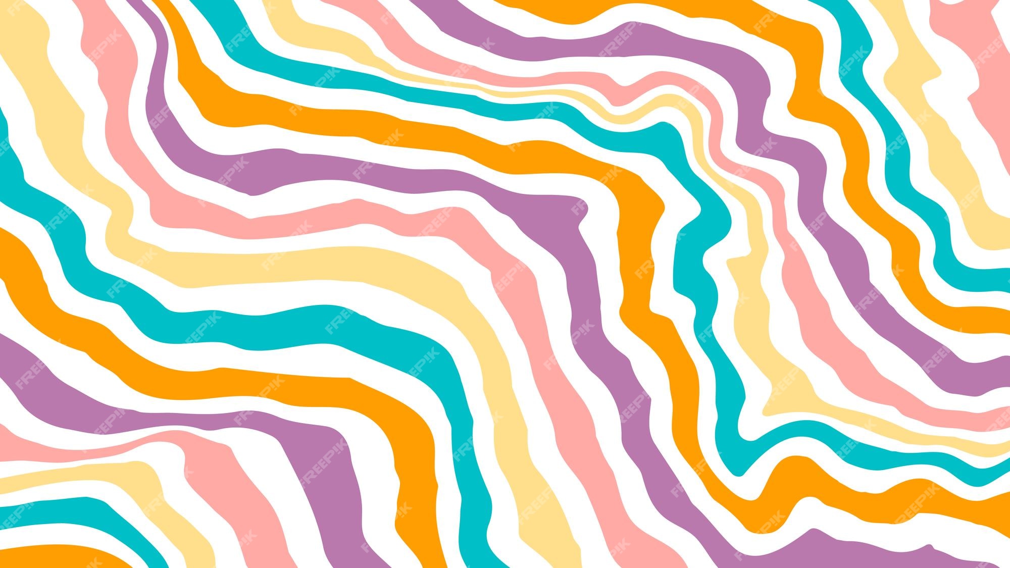 Premium Vector | Acid wave rainbow line backgrounds in 1970s 1960s ...